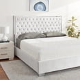 thumbnail image 2 of Velvet Upholstered Bed with Chrome Frame - Modern Glam Bedroom Furniture, 2 of 6