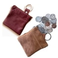 thumbnail image 4 of SILVERFEVER Leather Coin Purse Change Holder Squeeze Spring Closure Pouch w Key Ring, 3.5" by 3.5" - Great Gift for Men Women, 4 of 4