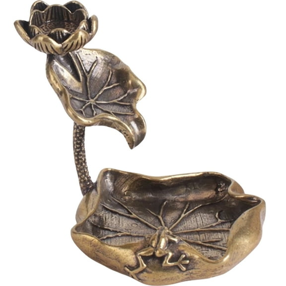 Brass Lotus Decor Home Backflow Cone Incense Holder Burner Desktop Tabletop Waterfall