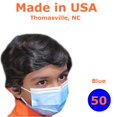 thumbnail image 1 of Masque Facial Jetable pour Enfants, Fabriqué aux États-Unis, Bleu, 1 of 2