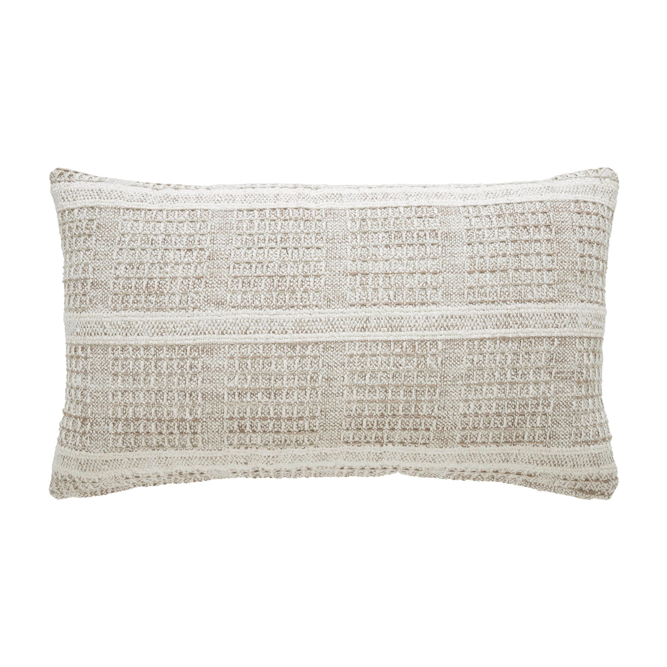 Better Homes & Gardens Beige Chunky Woven Plaid Pillow, 14x24