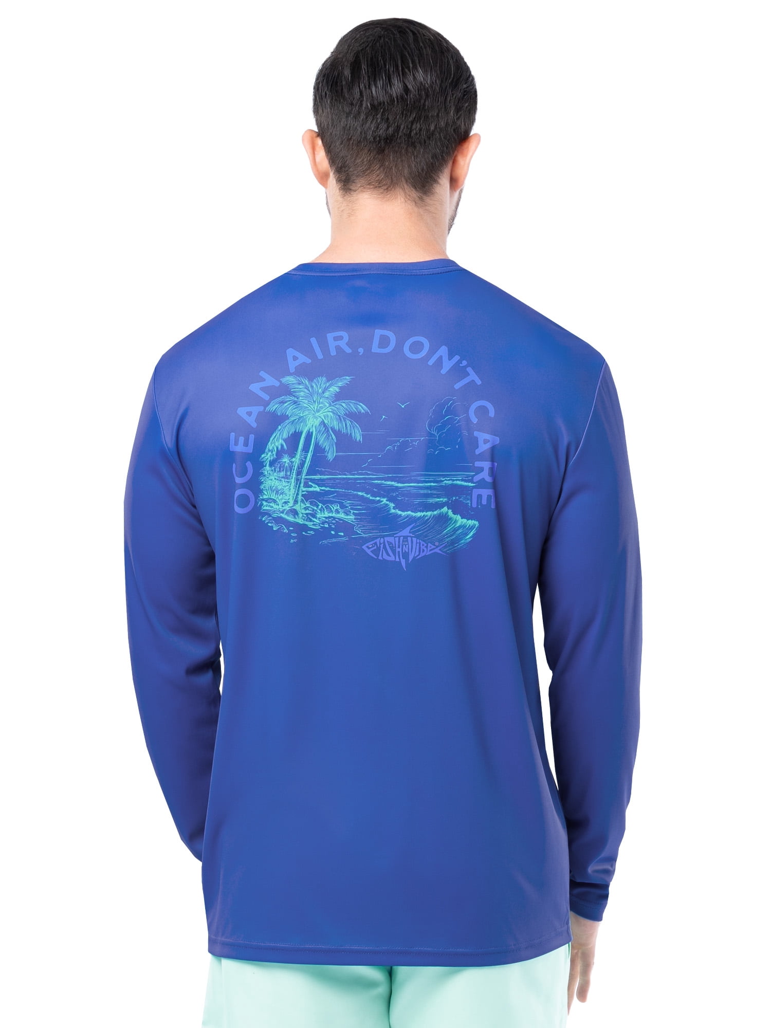 Fish N Vibe Men's Sublimated Long Sleeve Performance Tee, Nautical Blue/Fnv Ocean Air, XL