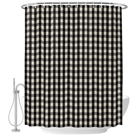 Classic Black White Checkerboard Fabric Shower Curtain Retro Squares Washable Shower Curtains for Bathroom, Waterproof Bath Curtain with Hooks Home Decor 36x72in