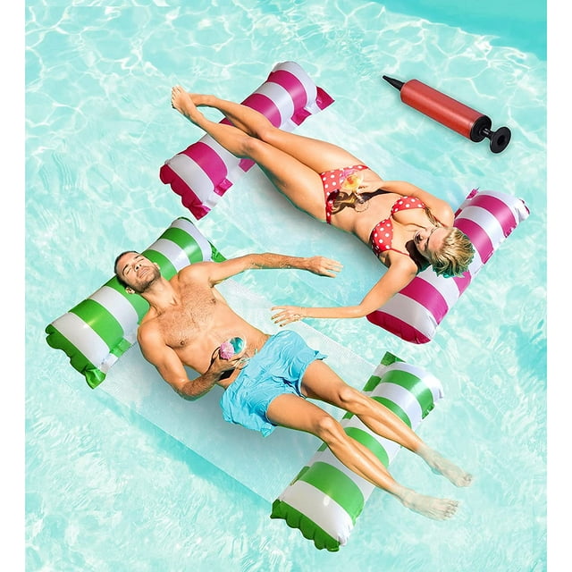 2-Packs Pool Floats Adult Size - 4-in-1 Pool Floaties with Pump,Multi-Purpose Pool Float Pool Toys,Pool Hammock,Saddle,Chair,Pool Lounger Float,Drifter,Pool Raft,Lake Floats for Swimming Pool