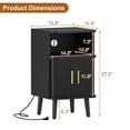 thumbnail image 3 of Mid Century Modern Bedside Table,Wood Nightstand with Power Outlet,Fluted Night Stand with Sliding Doors,Curved Round Edge Side Table with Storage Cabinet for Bedroom,Living Room(1PC), 3 of 8