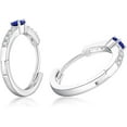 thumbnail image 3 of Cindy Jewels 2 Ct Oval Cut Blue Sapphire Clip On Hoop & Huggie Earring's 14K White Gold Plated 925 Sterling Silver For Women's, 3 of 3