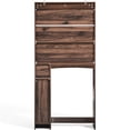 thumbnail image 3 of Ktaxon Large Fluted Over the Toilet Bathroom Storage Cabinet Space Saver, Walnut, 3 of 18