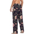 thumbnail image 5 of Men's Pajama Pants with Pockets Sleepwear Lounge Pants Stretch Casual Floral Roses Watercolor, 5 of 6
