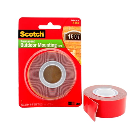 3M Scotch Waterproof Industrial-Strength Outdoor Mounting Tape, Red, 1" x 60"