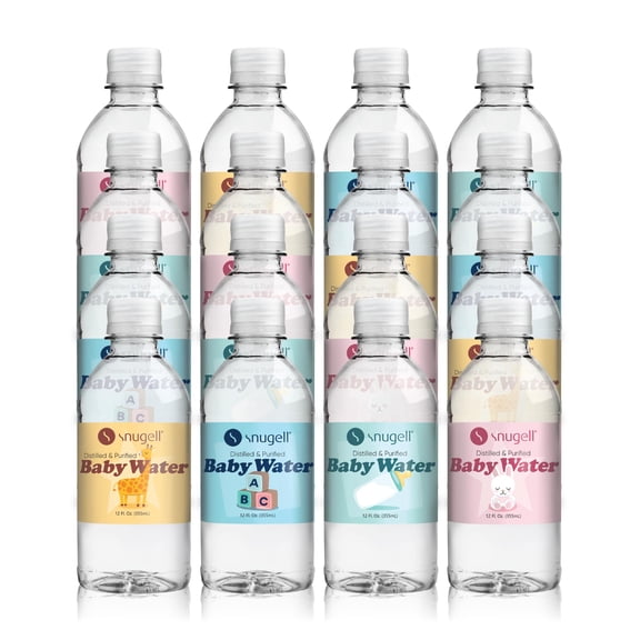 Snugell Bottled Distilled Water for Baby Care – Ultra-Pure, BPA-Free, Ideal for Formula Mixing, Bottle Sterilizing & Everyday Hydration – Safe Nursery Water for Babies – Made in USA (12oz 12-Pack)