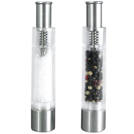 One Hand Pepper Mill - PepperMate One Handed Pump Salt and Pepper Mill - Set of 2 Pepper Grinders by PepperMate