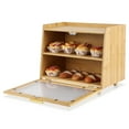 thumbnail image 4 of Caja para Pan de Bambú de 2 Niveles - Panera para Cocina con Ventana Transparente y Gran Capacidad de Almacenamiento - Ideal para Pan Casero, Baguettes, Pasteles y Muffins - Acabado NaturalCaja para P, 4 of 7