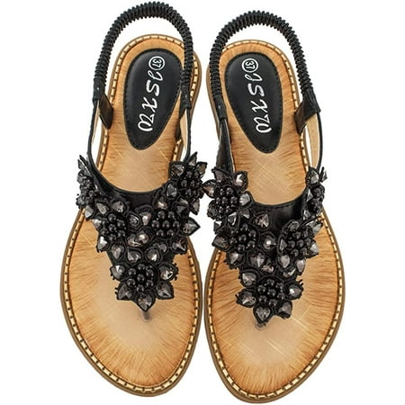 

DabuLiu Women s Rhinestones Flat Sandal Ankle Strap Slide Sandals Bling Open Toe Summer Shoes Casual Breathable Sandal