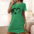 thumbnail image 2 of Tnhcen Summer Plus Size Sleep Dress Short Sleeve Round Neck Cute Print Soft Polyester Spandex S-2XL for Home/Relaxing, 2 of 6