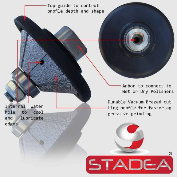 Stadea Diamond Profile Wheel / Profile Grinding Wheel 45 degree / Bevel 20 MM 3/4" high for Grinder Polisher Tile Granite marble Concrete Shaping/Diamond Profiling