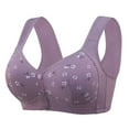thumbnail image 4 of Gymayou Front Button Wireless Bra for Middle Aged Mom Vest Style Easy Front Snap No Underwire Comfort Bra for Elderly Women Daily Sleep Home Underwear Purple 48, 4 of 7