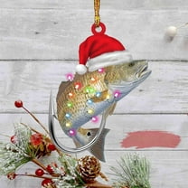CoreLiving Fishing Gifts for Men, Dad, Husband - Bass Fishing Ornament with Nautical Theme, Rustic Christmas Tree Decor for Fishermen & Sea Lovers