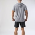 thumbnail image 3 of Jinda Men's Short Sleeve T Shirt Soft Quick Dry Workout Top Cool Summer Hooded Tshirt Running Stretch Slim Fit Comfy Tees Grey Large, 3 of 4
