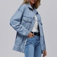 thumbnail image 5 of SUNBS Jean Jacket For Women Denim Jacket With Pocket Button Down Loose Fit Style, 5 of 8
