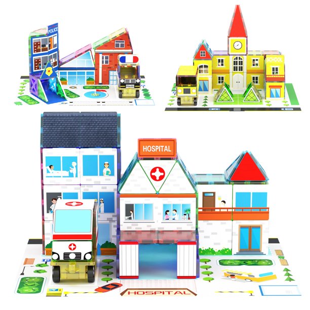 Set de bloques de construcción PicassoTiles 3 en 1 con imán para coche