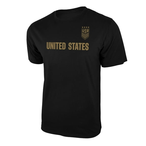 Icon Sports U.S. Soccer Federation USWNT Logo Adult T-Shirt Black w/ Gold United States 01- Small