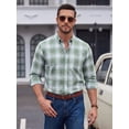 thumbnail image 3 of sogami Men's Casual Oxford Shirt Long Sleeve Checkered Button Down Shirt, 3 of 8