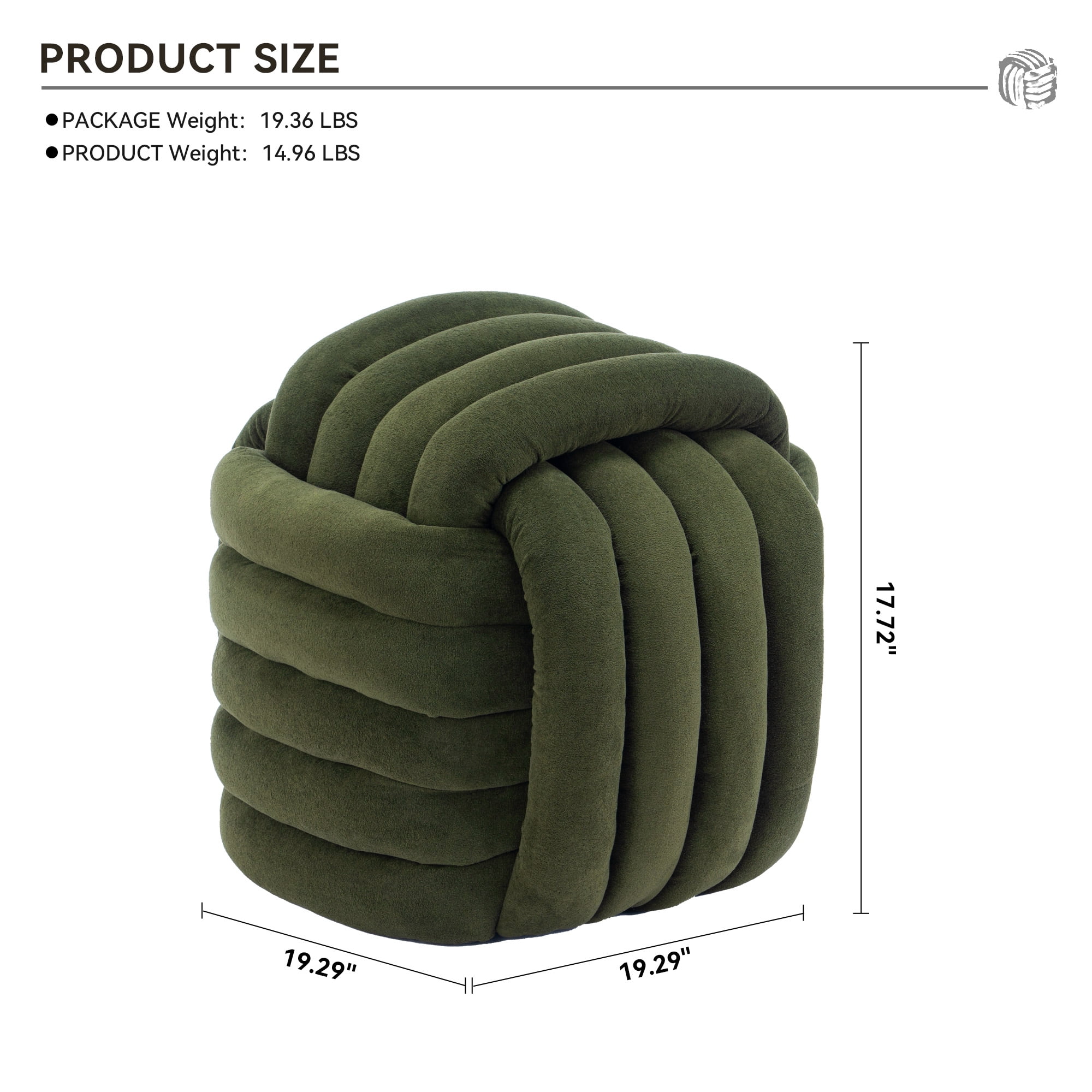 Timbernest Small Ottoman Foot Rest, Modern Stylish Chenille Foot Stool, Knot Design Makeup Stool, Green