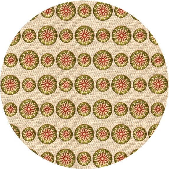 Ahgly Company Indoor Round Patterned Khaki Gold Area Rugs, 7' Round