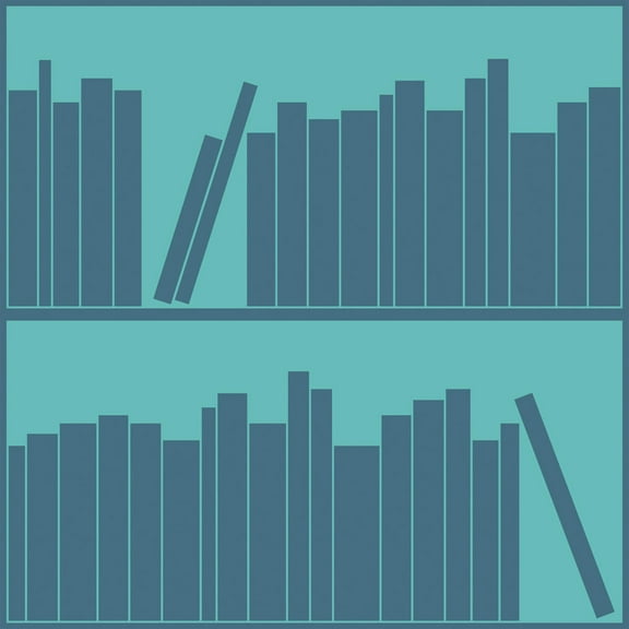 Petroleum Aquamarine outline bookshelf wallpaper