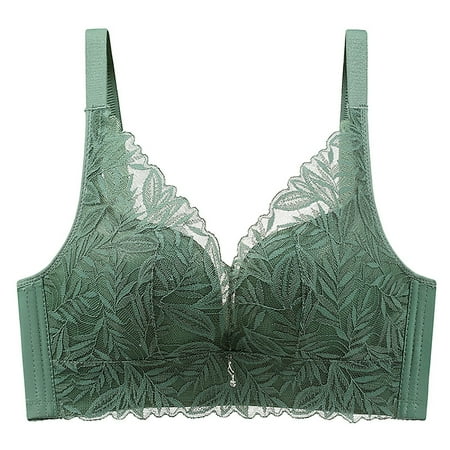 SBYOJLPB Women s Sexy Bra Ladies Comfortable Breathable No Steel Sexy Lace Gathering Adjustment Lift Bra Woman Underwear Green 16(XXXXL)