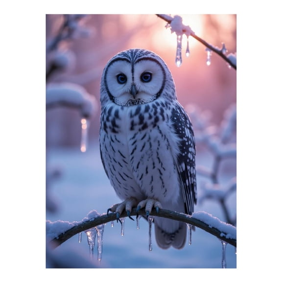 Diamond Art Kit for Adults, Ice Owl Winter Glow Diamond Painting for Adults Beginners, DIY Diamond Art Painting Kits, 5D Diamond Painting Crafts for Home Decor 12x16 Frameless