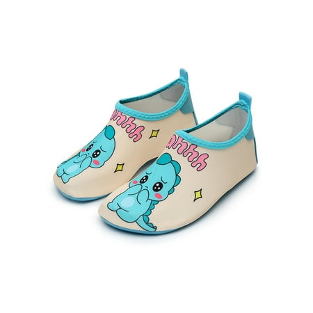 

Kesitin Children Water Shoes Slip On Aqua Socks Surf Beach Shoe Cartoon Casual Flats Exercise Quick Dry Barefoot Lake Blue Dinosaur 10C