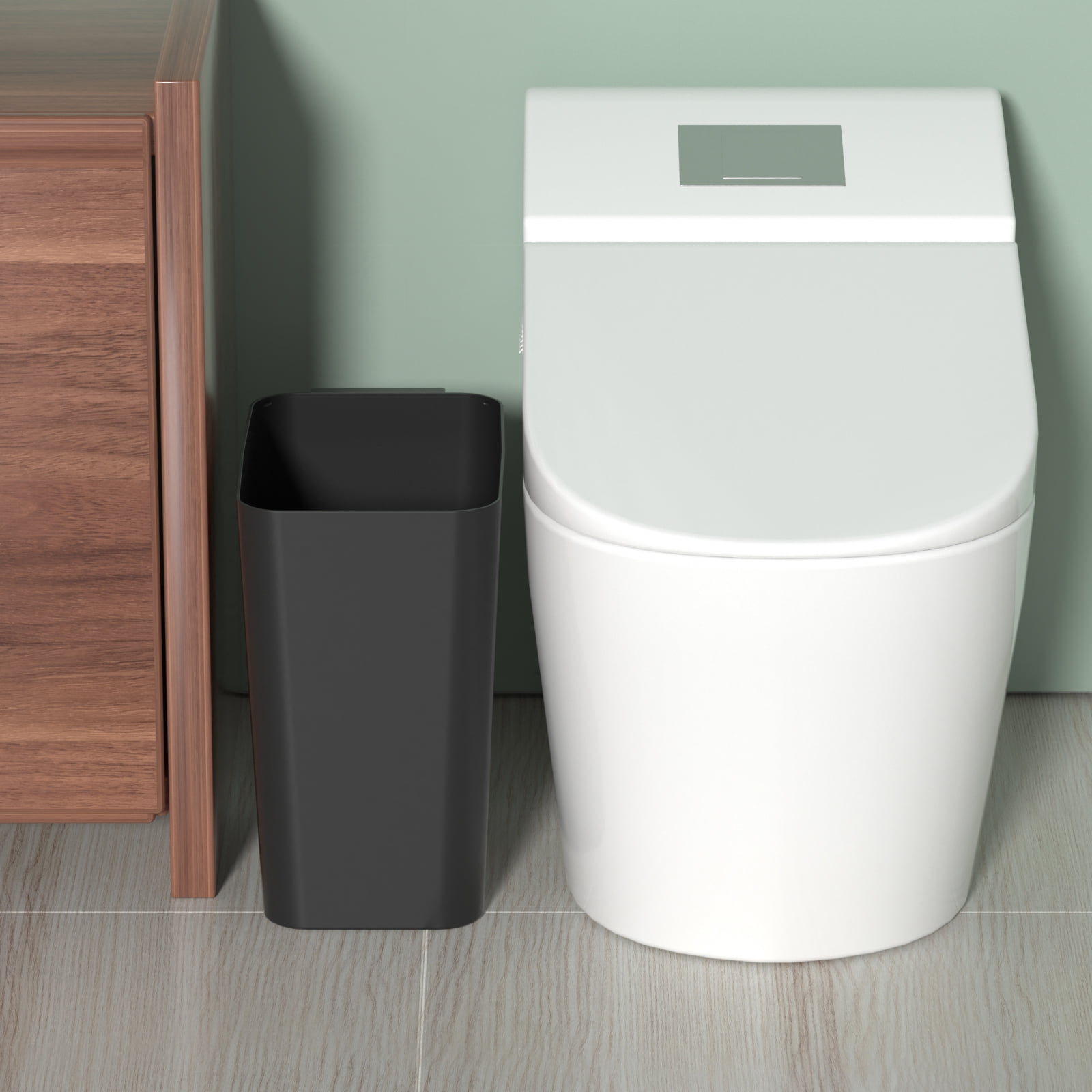 Idotry 4.5 Gallon Slim Plastic Wastebasket, 3 Pack Rectangular Small Trash Can Wastebasket for Office Bathroom Kitchen, Black