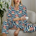 thumbnail image 4 of Wukai Popcorn On Blue Lines Print Women's Pajama Set - Soft Long Sleeve Sleepwear for Comfort and Style-Small, 4 of 9