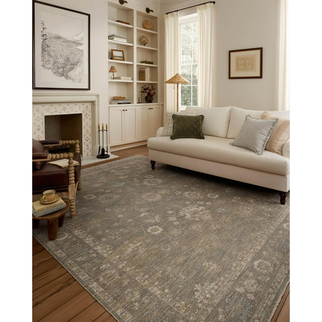 Loloi Chris Loves Julia Louisa Collection LOI-04 Lagoon/Ivory 3'-6" x 5'-6", .38" Pile Height, Accent Rug