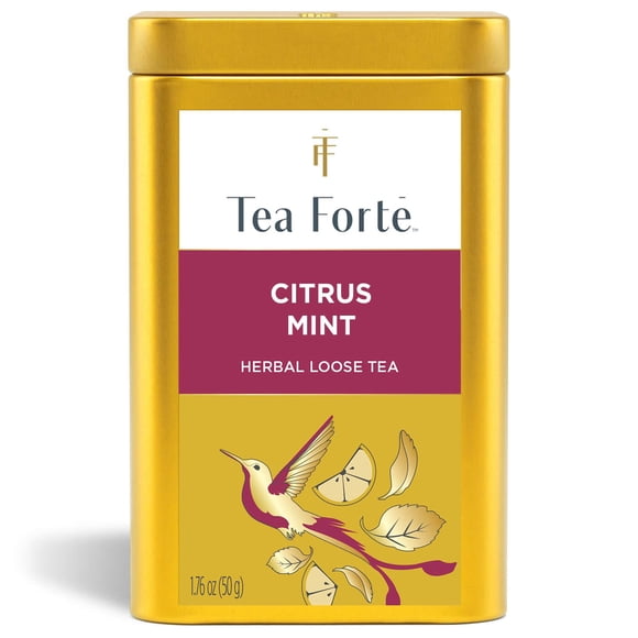Tea Forte Citrus Mint Premium - Recipiente de mezcla de té de hierbas sin cafeína de hojas sueltas, hace de 35 a 50 tazas