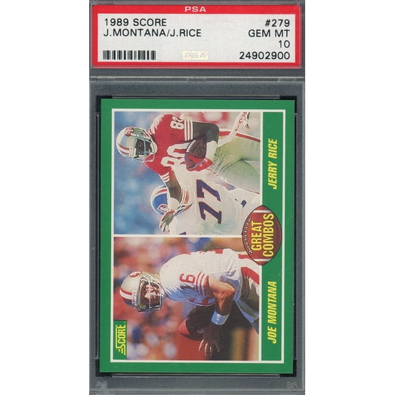 Joe Montana / Jerry Rice 1989 Score Football Card #279 Graded PSA 10 GEM MINT