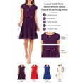 thumbnail image 6 of Women's Casual Solid Flared A Line Swing Dresses Short Sleeve With Belt Trim, 6 of 6