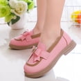 thumbnail image 4 of GiLiling Girls Slip-On Loafer Dress Shoes, PU Leather Bow Flats with Chunky Rubber Sole, Comfortable Casual School Party Footwear (Pink, 4-4.5 Years), 4 of 8
