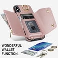 thumbnail image 6 of ShellTech for iPhone X/XS Case with Card Holder and Strap - Zipper Pocket,Crossbody Lanyard Strap,Credit Card Holder,Stand Ring,Cute Phone Wallet Case for Women,Rosegold, 6 of 10