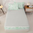 thumbnail image 4 of Homewish Green Seashell Starfish Zipper Full Size Comforter Sets with Fitted Sheet and 2 Pillowcases for Kids, Cartoon Bow Flower Zipper Bedding Set, Gray Reversible, 4 Pieces, 4 of 6