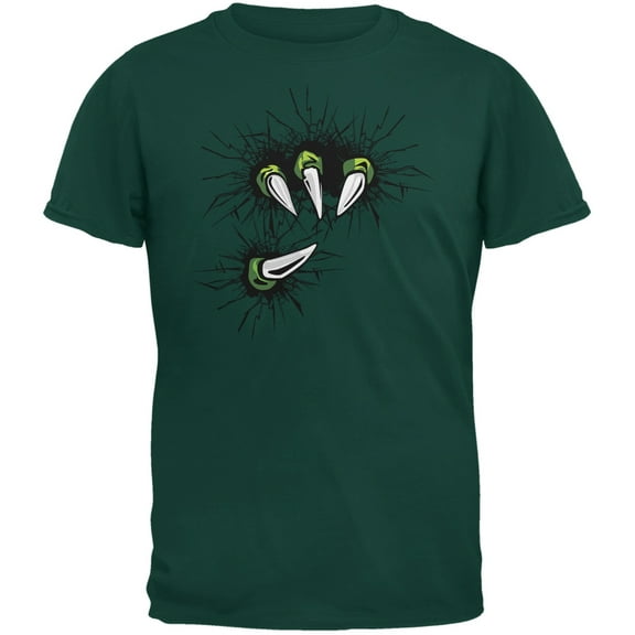 Dinosaur Claw Forest Green Adult T-Shirt - X-Large
