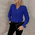 thumbnail image 4 of yunLCZ Women's Button Down Shirts Women's Shirt Solid Color V Neck Pleated Top Elegant Shirt Work Office Casual Blouse, 4 of 4