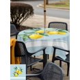 thumbnail image 5 of Outdoor Tablecloth with Umbrella Hole for Patio/Picnic/Party/Camping, Summer Lemons Waterproof Table Cloth Square Cover Washable, Light Blue Striped Farmhouse Tropical Fruits (54"x 54"), 5 of 9