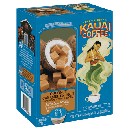 Kauai Coffee Coconut Caramel Crunch K-Cup Coffee Pods, Medium Roast, 24 Ct