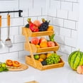 thumbnail image 3 of UPTRUST Fruit Basket, 3 Tier Bamboo Fruit Bowl for Kitchen Counter, Fruit Stand Storage Holder for Vegetables and Snack, 15 mm Thickness (Self-Assembly), 3 of 6