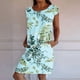 thumbnail image 4 of Vestido Suelto Estampado Puntoco de Manga Corta con Cuello Redondo y Bolsillos Azul Cielo XXXL, 4 of 7