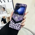 thumbnail image 6 of for Samsung Galaxy Z Flip 5 Glitter Bling Case, Cute Luxury 3D Crystal Rhinestone Diamond with Sparkly Bracket for Women Girls Case with Leopard Pattern Furry for Samsung Galaxy Z Flip 5, Purple, 6 of 9