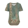 thumbnail image 4 of DecSea Womens Printed T Shirts V Neck Short Sleeve Casual Tops Loose Fit Basic Tees with Curved Hem, 4 of 5