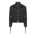 thumbnail image 4 of YiZYiF Manteau Veste à Franges à Paillettes pour Garçons Enfants Manches Longues Disco Musique Concert Rave Blouson Bomber à Franges Noir 8, 4 of 6
